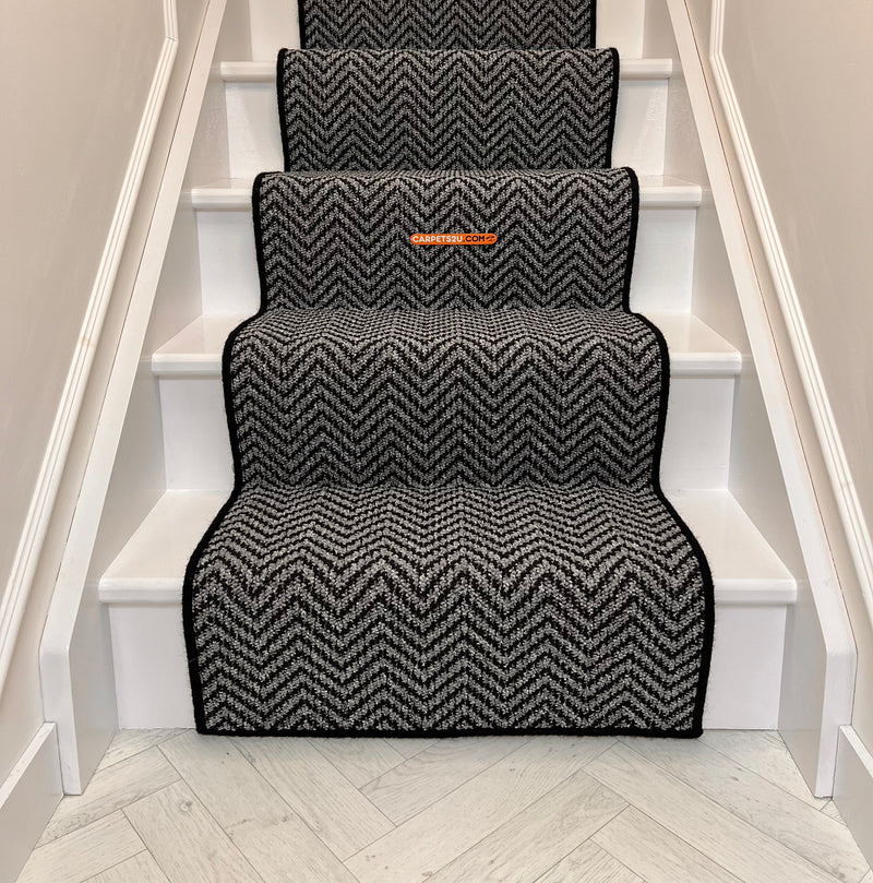 Chile Anthracite with a black wool whipped edge Stair Runner