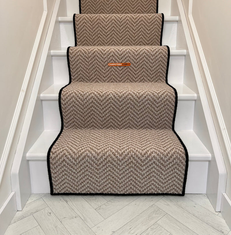 Chile Berber with a Black Wool Whipped edge Stair Runner