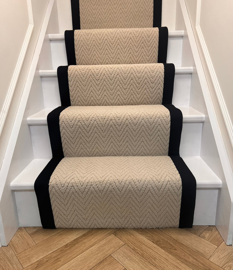 Havanna berber Stair Runner with black taped edge