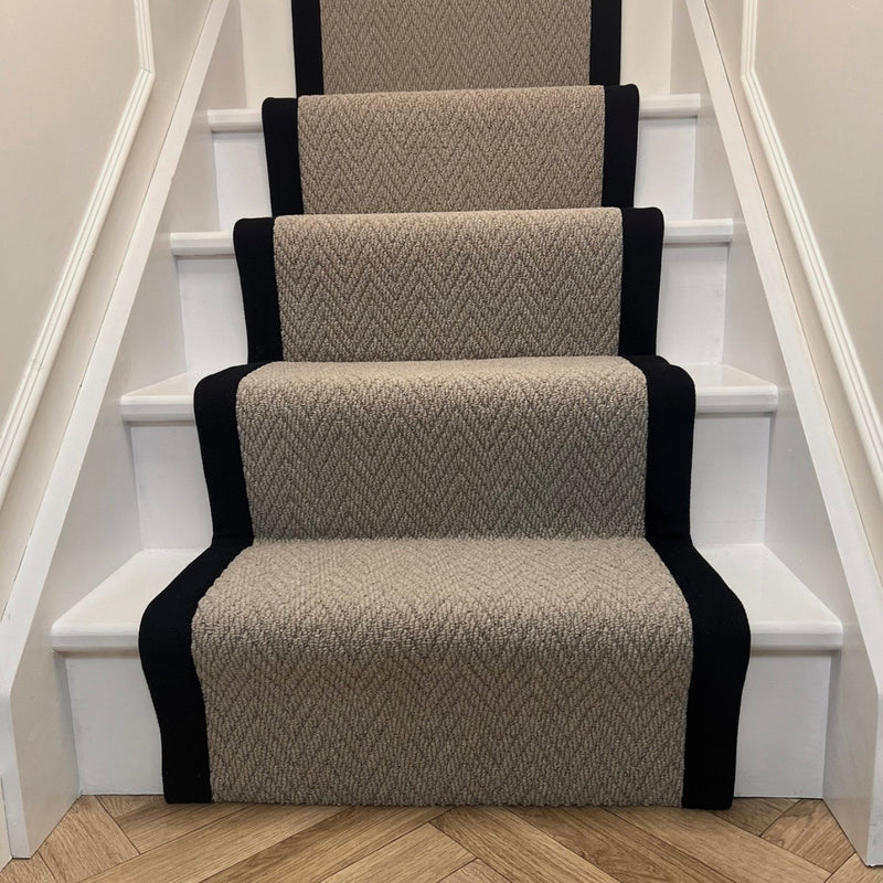 Havanna Greige Stair Runner with black taped edge