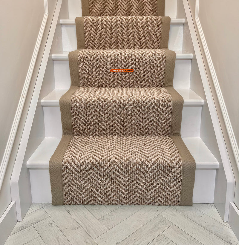 Chile Berber with a Oyster taped edge Stair Runner