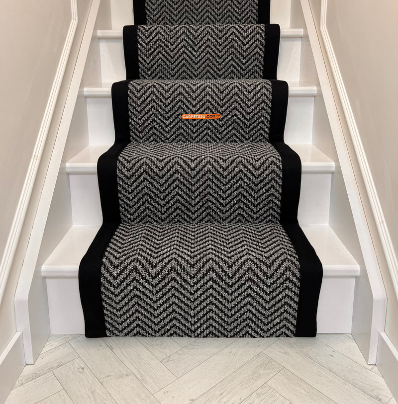 Chile Anthracite with a black taped edge Stair Runner