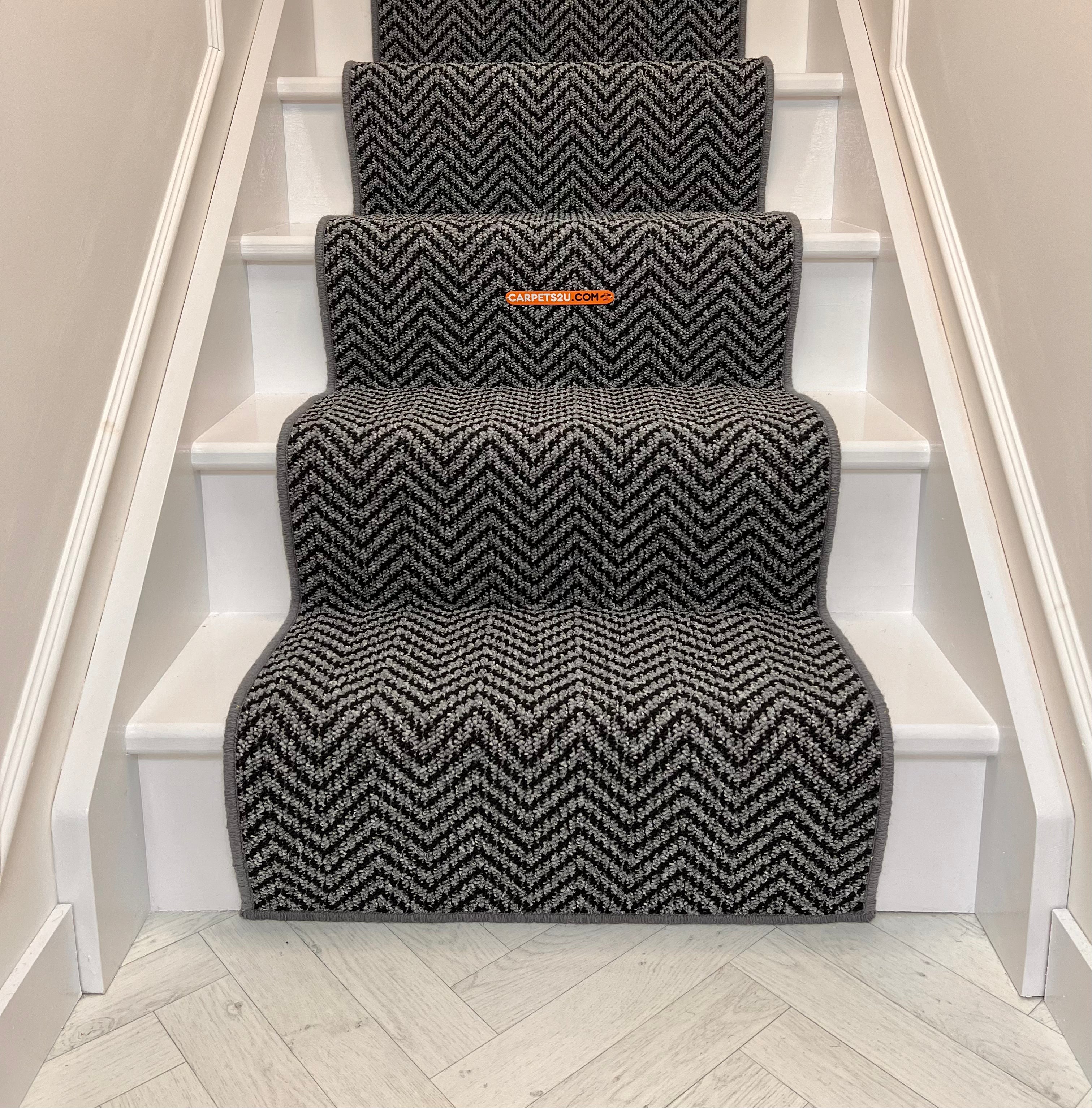 Chile Anthracite with a Grey wool whipped edge Stair Runner