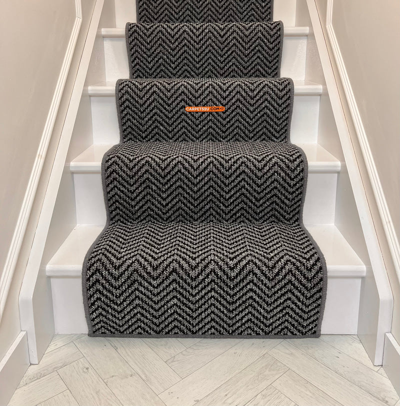 Chile Anthracite with a Grey wool whipped edge Stair Runner