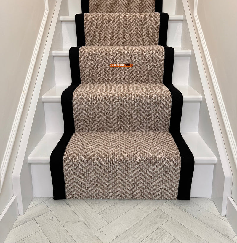 Chile Berber with a Black taped edge Stair Runner