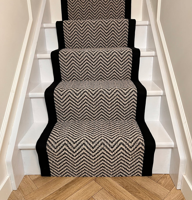 Chile black/greige with a black taped edge Stair Runner