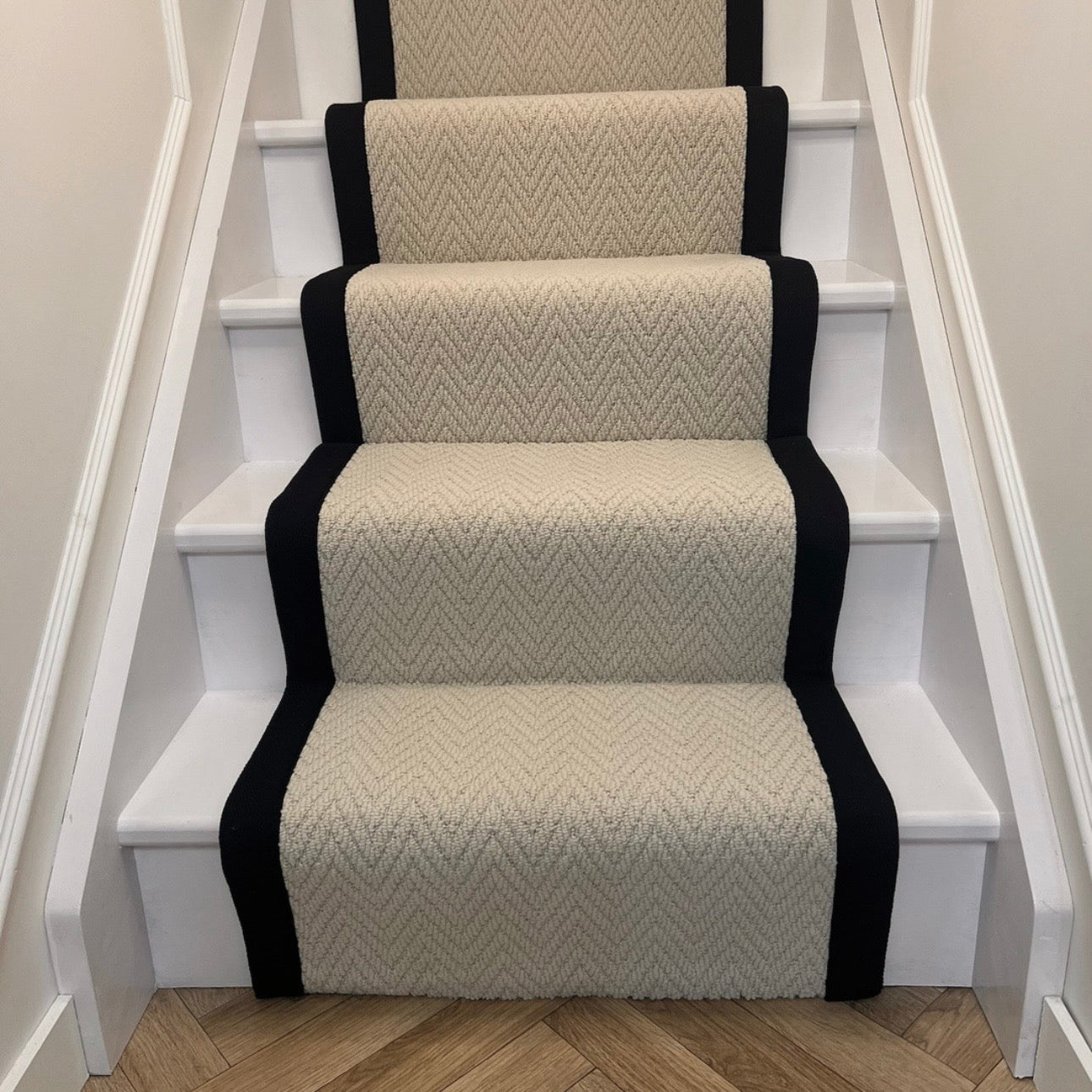Havanna Ivory Stair Runner with black taped edge