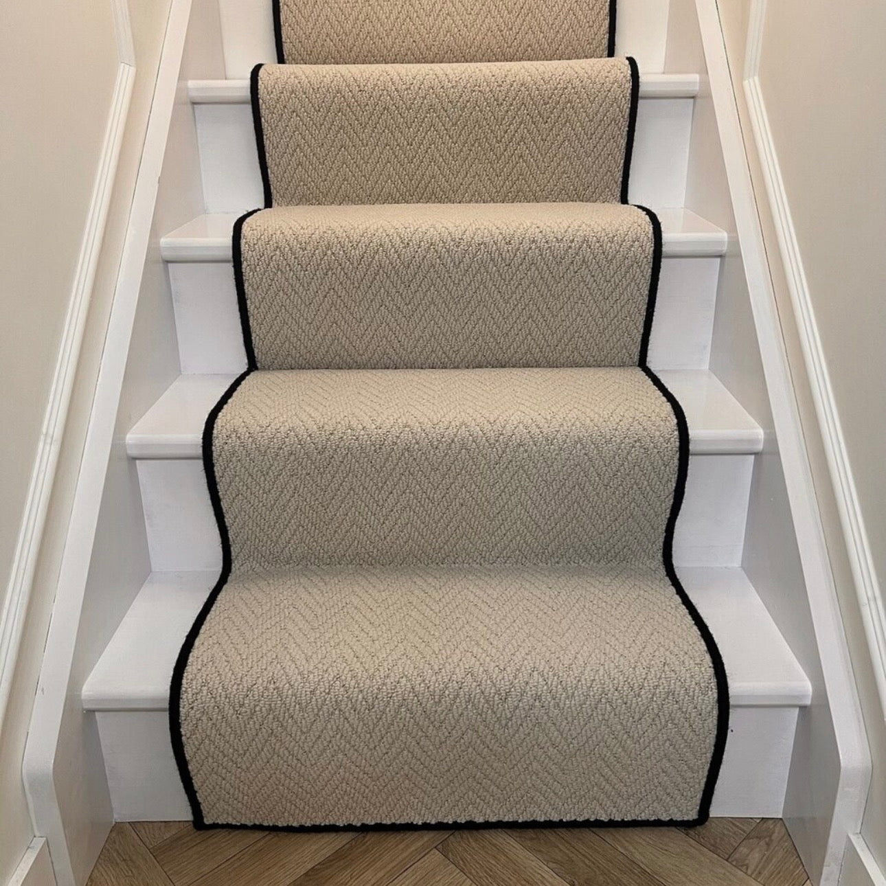 Havanna Berber Stair Runner with black wool whipped edge