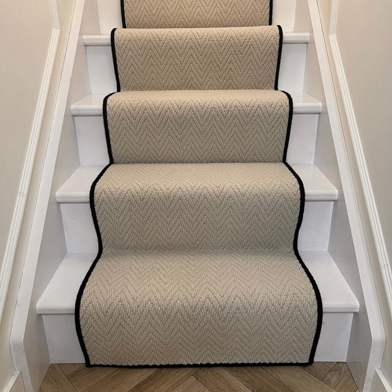 Havanna Berber Stair Runner with black wool whipped edge
