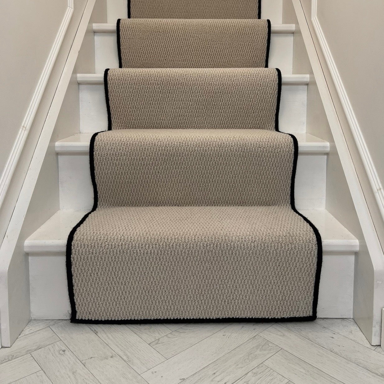 Brasil Berber Stair Runner with black wool whipped edge
