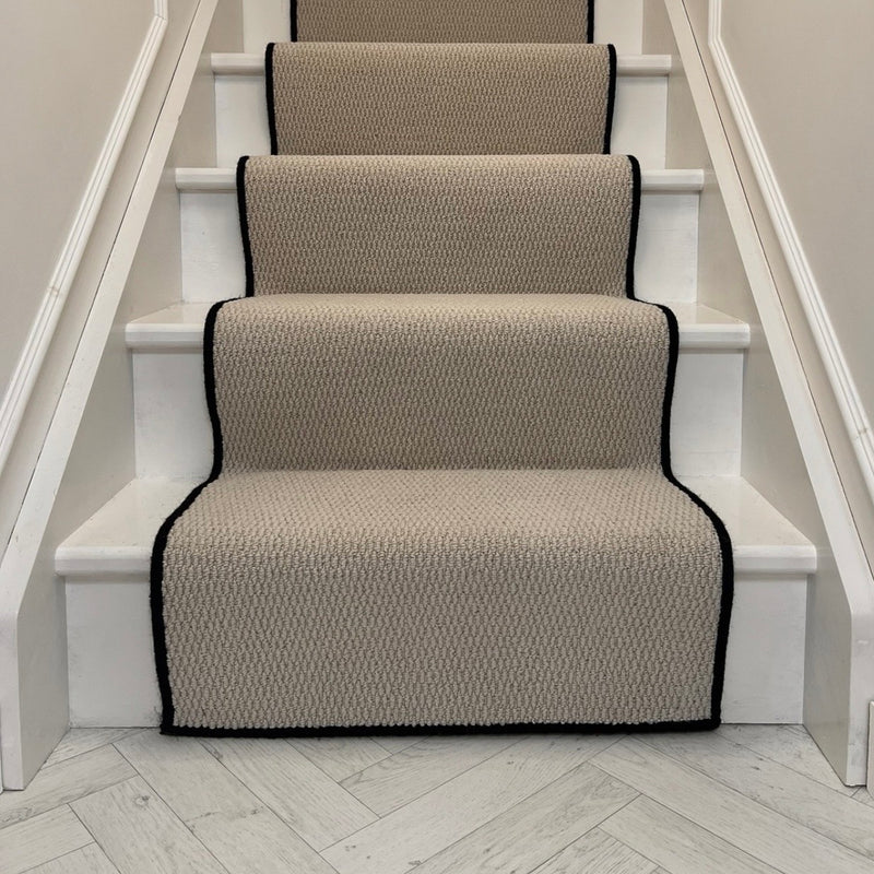 Brasil Berber Stair Runner with black wool whipped edge