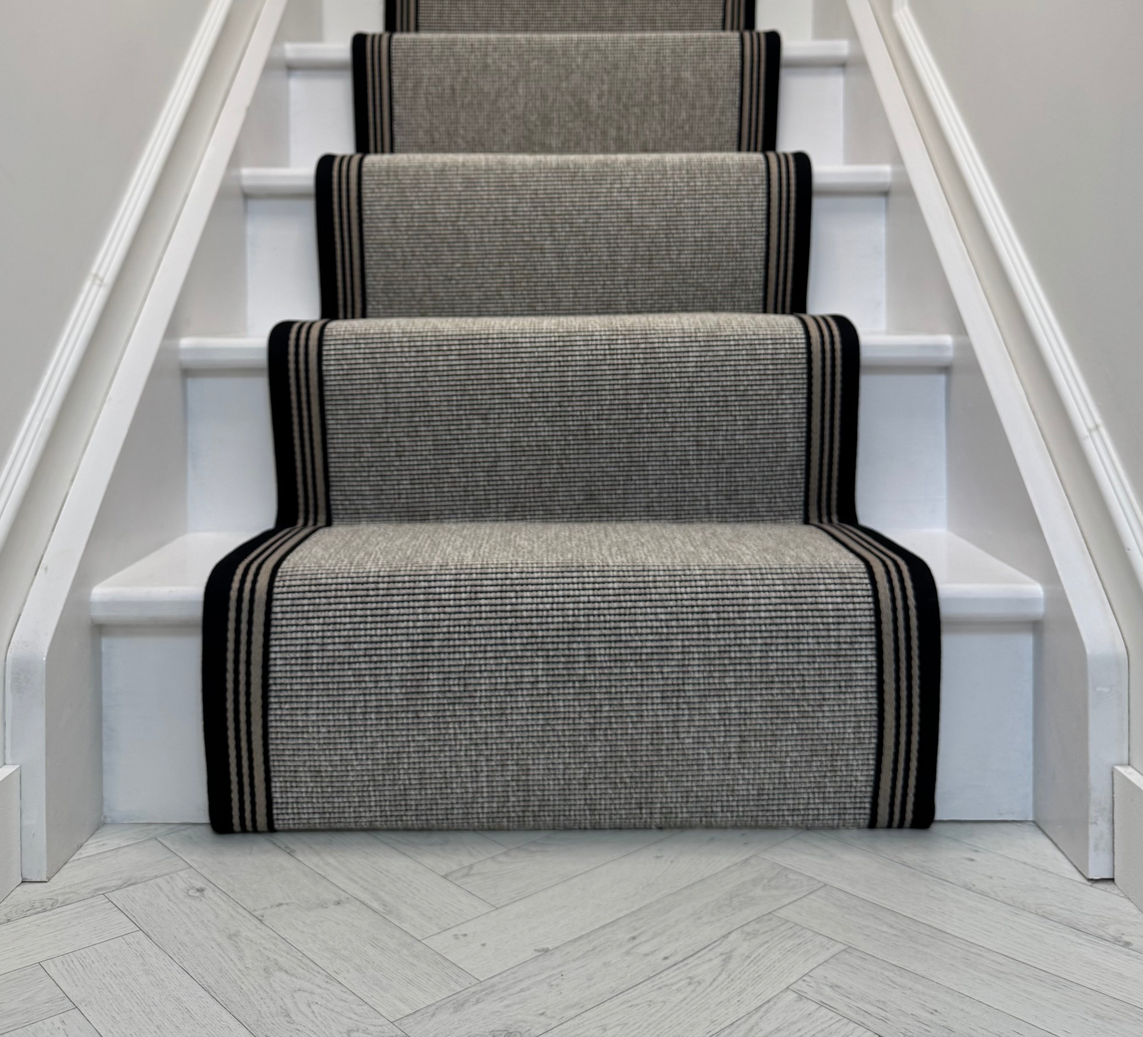 Lewis Abbott Carpet Stair Runner with a Black and Gold Taped Edge